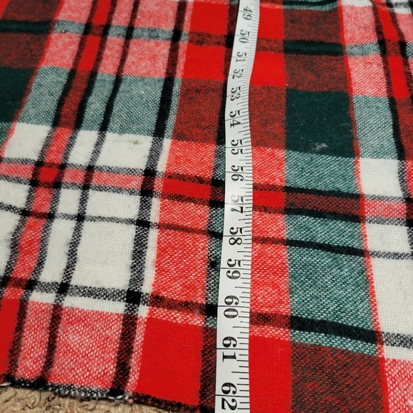 Vintage Troy Pre-owned Plaid Fringed Stadium Leisure Blanket 62 x 44 red/grn/wht - Picture 5 of 6
